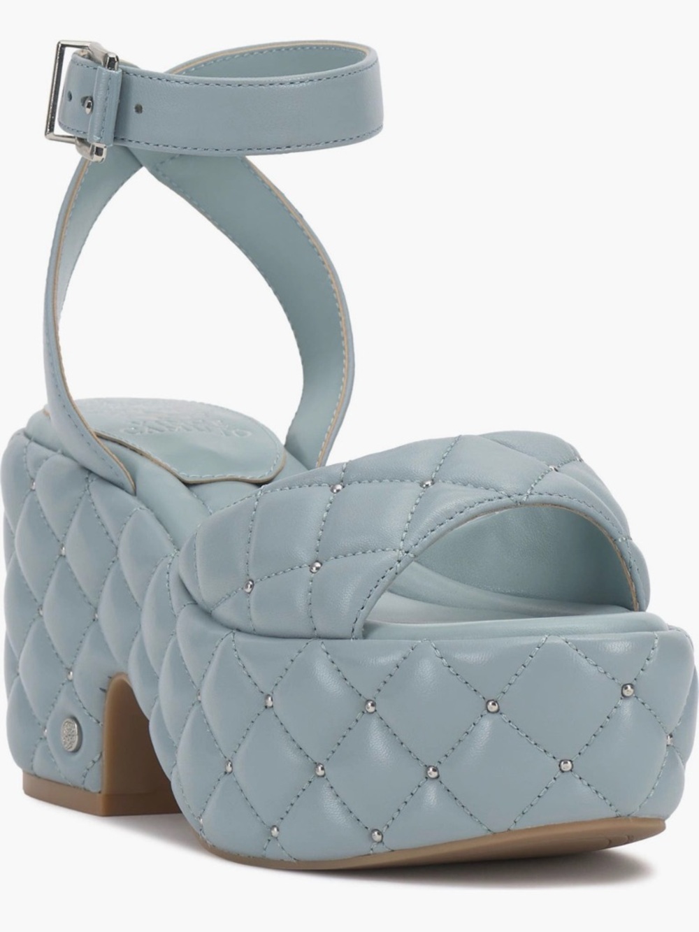 Vince Camuto Quilted Powder Blue Platform Sandals - Ellah Ankle Strap Platform